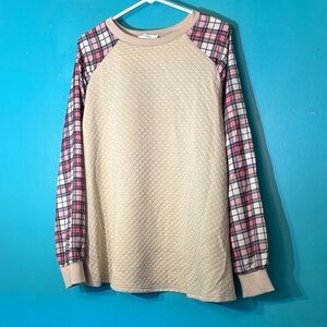 YITEMEI Beige Ribbed Collar Top